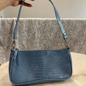 Blue Crocodile Pattern Shoulder Bag